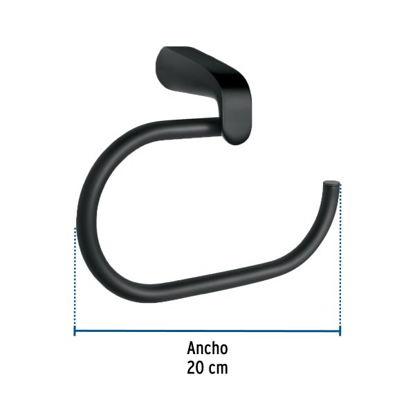 44297 - Toallero argolla, negro, FOSET RIVIERA