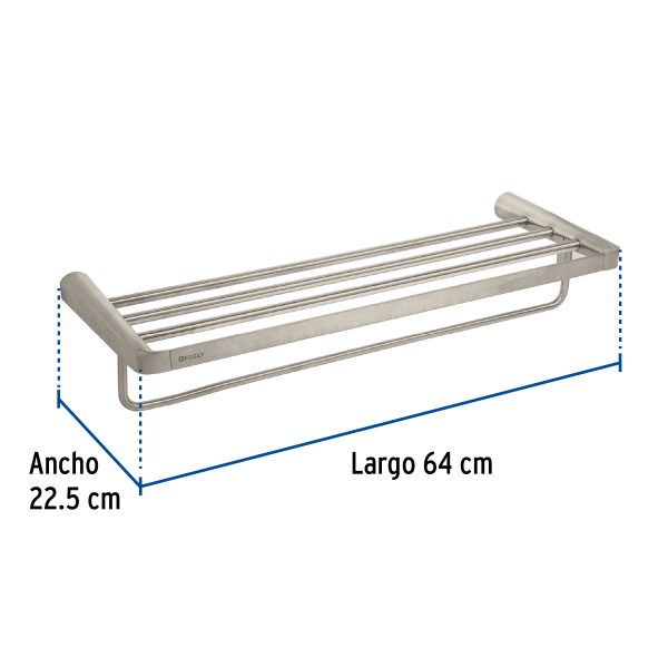 45225 - Repisa de latón portatoalla en acabado satín, Foset Riviera