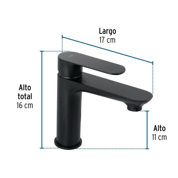 44089 - Monomando corto para lavabo, negro, FOSET RIVIERA