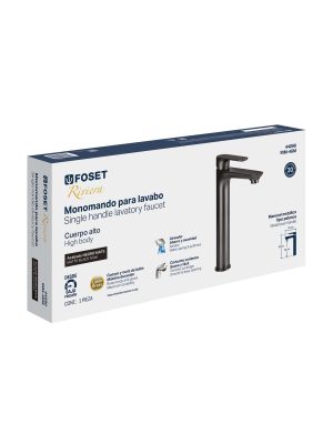 44090 - Monomando alto para lavabo, negro, FOSET RIVIERA