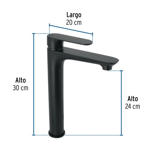 44090 - Monomando alto para lavabo, negro, FOSET RIVIERA