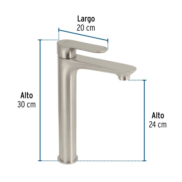 45180 - Monomando alto para lavabo, satín, FOSET RIVIERA