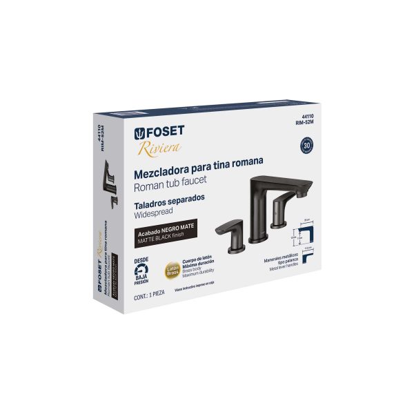 44110 - Mezcladora para tina romana, negro, FOSET RIVIERA