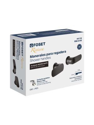 44118 - Juego manerales palanca para regadera, negro, FOSET RIVIERA