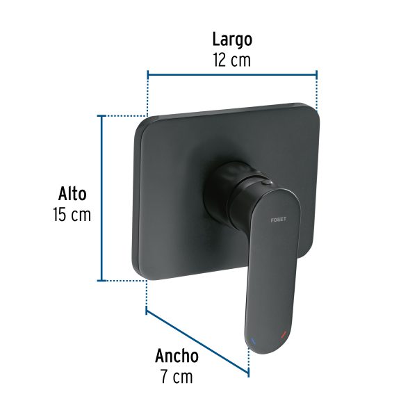 44117 - Monomando para regadera sin desviador, negro, FOSET RIVIERA