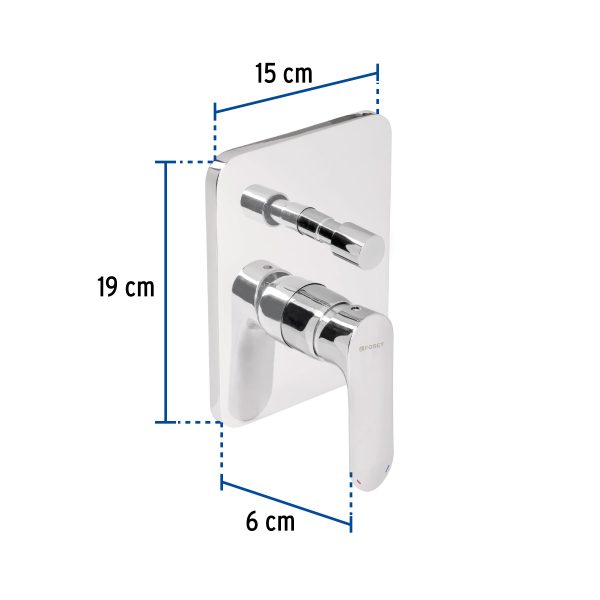 45196 - Monomando para regadera con desviador, cromo, RIVIERA