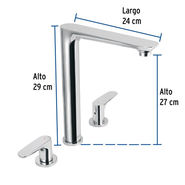 45192 - Mezcladora cuello alto para fregadero, cromo, FOSET RIVIERA