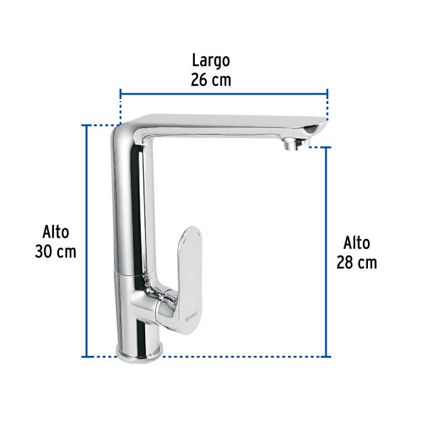 45193 - Monomando cuello alto para fregadero, cromo, FOSET RIVIERA