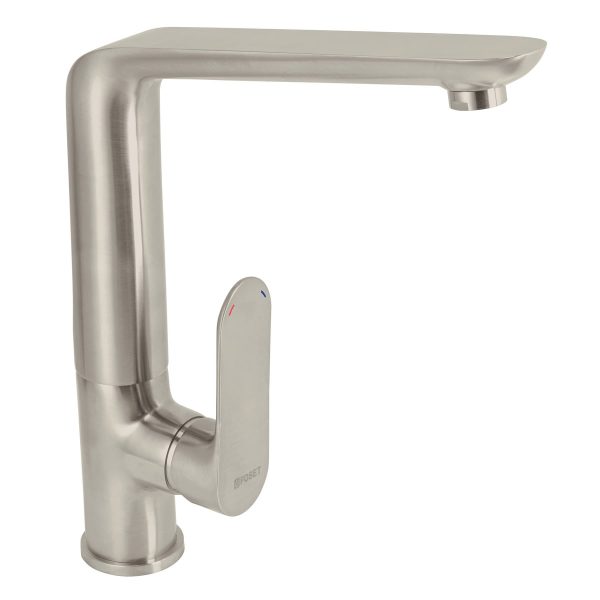 45182 - Monomando cuello alto para fregadero, satín, FOSET RIVIERA