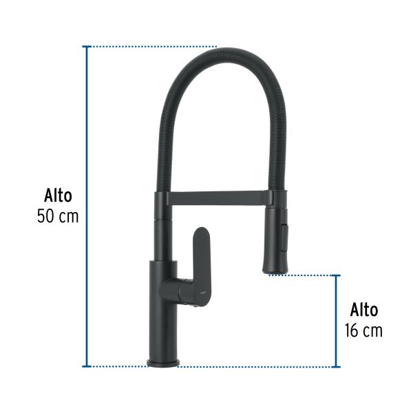 44103 - Monomando nariz flexible para fregadero, negro,FOSET RIVIERA