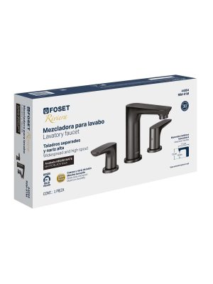 44094 - Mezcladora lavabo taladros separados, negro, FOSET RIVIERA