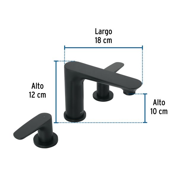 44094 - Mezcladora lavabo taladros separados, negro, FOSET RIVIERA