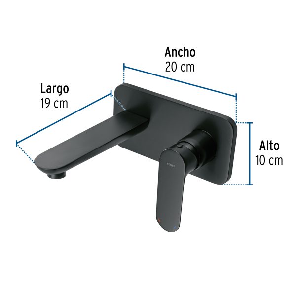 44095 - Monomando a pared para lavabo, negro, FOSET RIVIERA