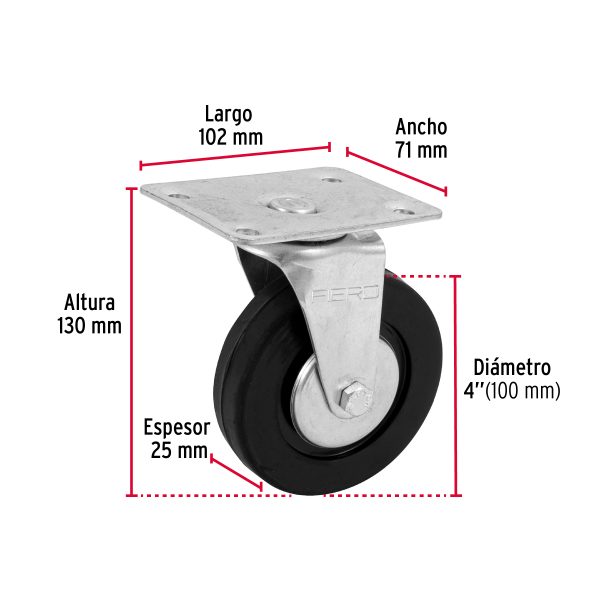 48612 - Rodaja hule 4', placa giratoria c/balero, carga 50kg, FIERO