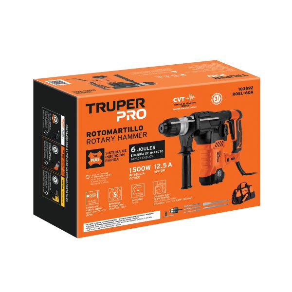 103592 - Rotomartillo SDS Plus 6 Joules 1500 W, Truper Pro