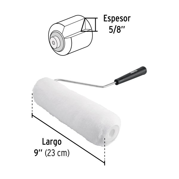 28034 - Rodillo para pintar,9 x 5/8',superficies poco rugosas,Pretul