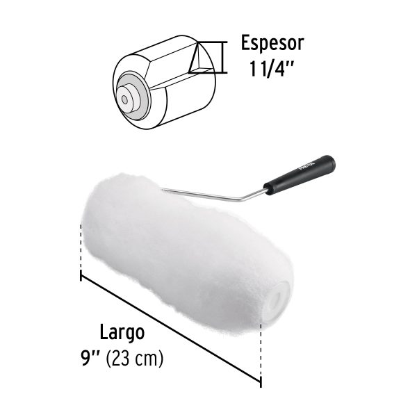 28037 - Rodillo p/pintar,9 x 1-1/4',superficies extrarrugosas,Pretul