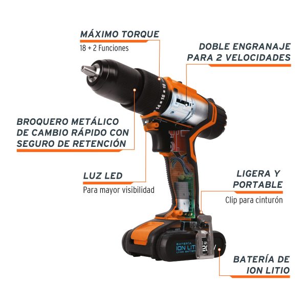 18155 - Rotomartillo 1/2', 20V, 1 batería 2Ah, PRO