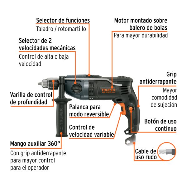 19324 - Rotomartillo 1/2', 900W, TRUPER INDUSTRIAL