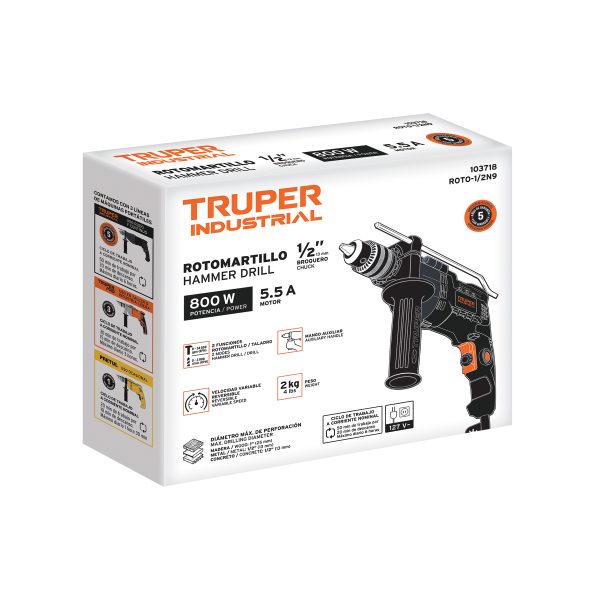 103718 - Rotomartillo 1/2', 800W, TRUPER INDUSTRIAL