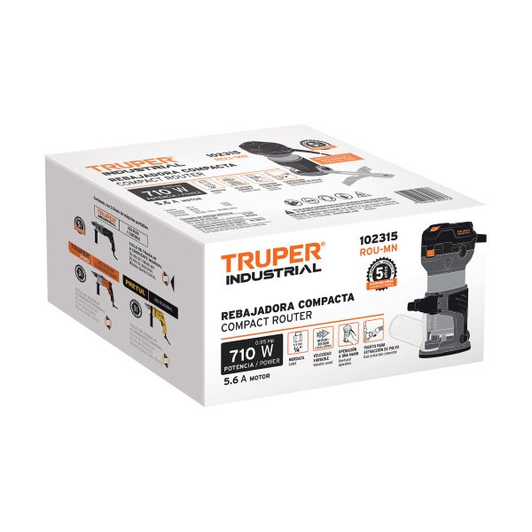 102315 - Router compacto 710W, 3/4 HP,TRUPER INDUSTRIAL