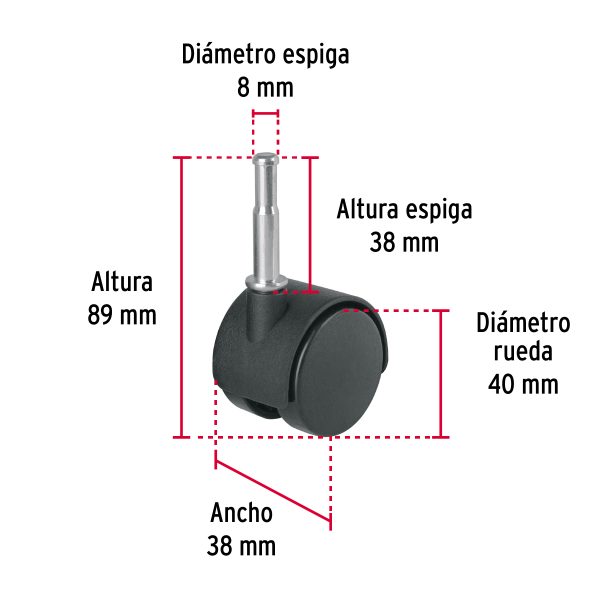 49698 - Rodaja tipo yoyo de 40 mm con espiga para madera, Fiero