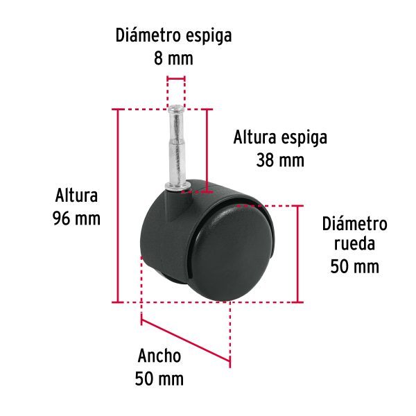 49699 - Rodaja tipo yoyo de 50 mm con espiga para madera, Fiero