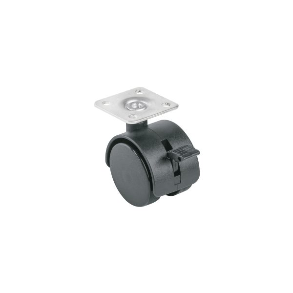 44388 - Rodaja tipo yoyo de 40 mm con placa, con freno, Fiero