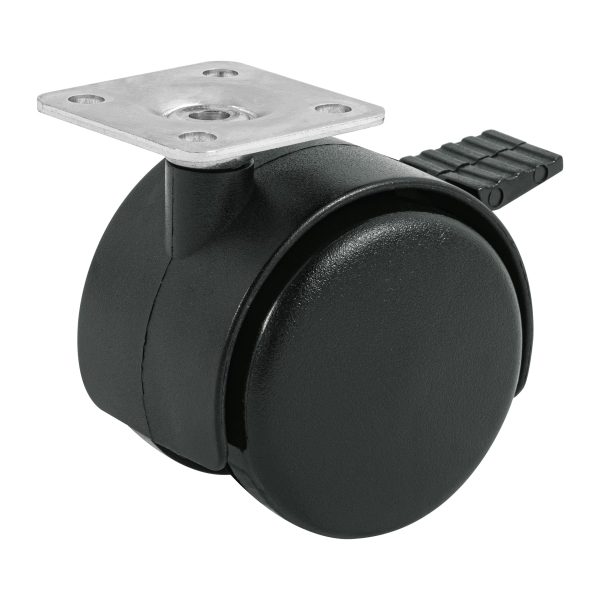 44389 - Rodaja tipo yoyo de 50 mm con placa, con freno, Fiero