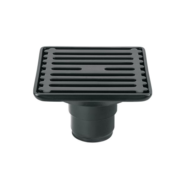 47650 - Resumidero cuadrado 4'x 4', acero inoxidable, negro, Aqua