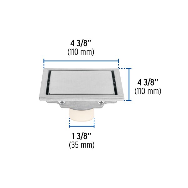 46543 - Resumidero reversible de 4', anti olores, acero inox, Aqua