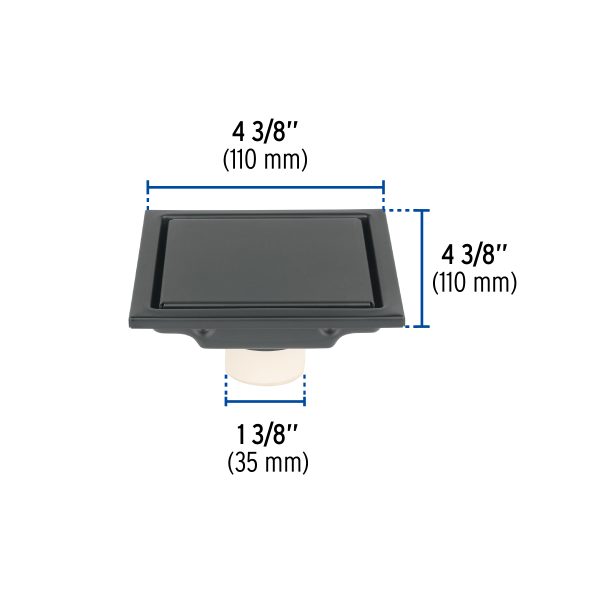 45323 - Resumidero reversible 4', anti olores, acero inox, negro, Aq