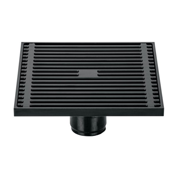 45654 - Resumidero cuadrado 6'x 6', latón, negro, Foset Riviera