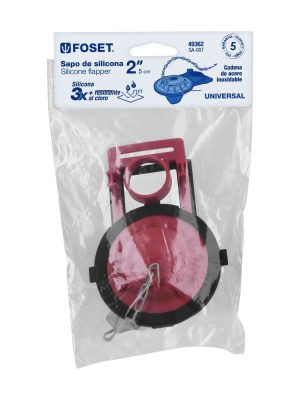 SA-007E1.jpg 49362 - Sapo 2' para WC, silicona, rojo, cadena inox, Foset