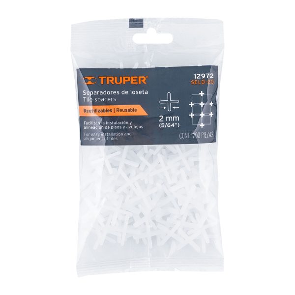 12972 - Bolsa con 200 separadores de 2 mm de losetas, TRUPER