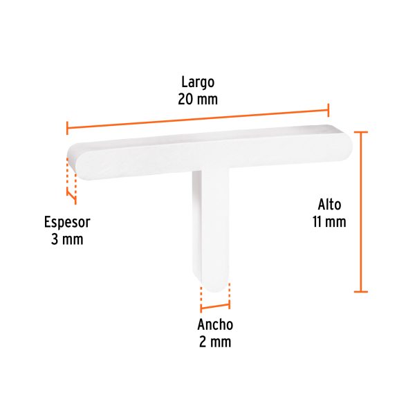 103202 - Bolsa con 200 separadores 'T' de 2 mm de losetas, TRUPER
