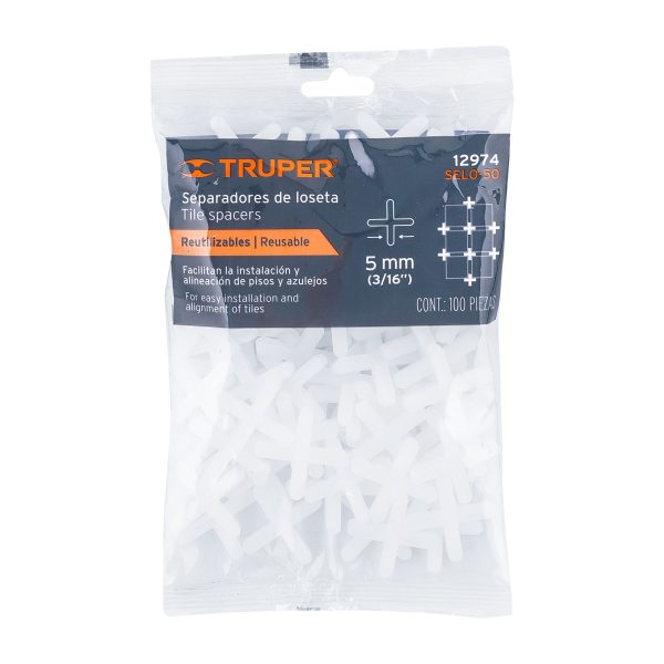 12974 - Bolsa con 100 separadores de 5 mm de losetas, TRUPER