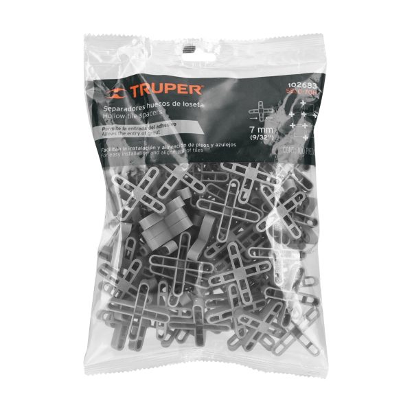 102683 - Bolsa con 100 separadores huecos de 7mm para losetas, Truper