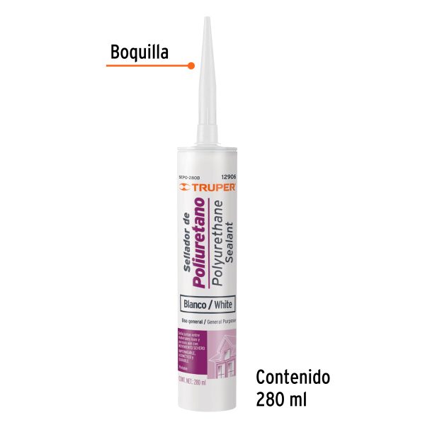 12906 - Sellador de poliuretano de 280 ml, blanco, Truper