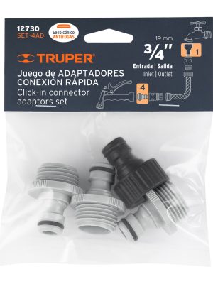 12730 - Set de 4 adaptadores para conectores click, Truper