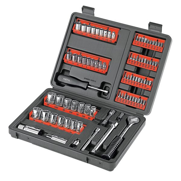 22977 - Juego de 81 herramientas 1/4' y 3/8' para mecánico, Pretul