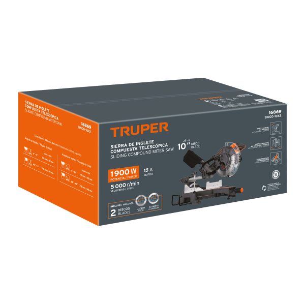 16869 - Sierra de inglete 10', 1900W telescópica compuesta, TRUPER