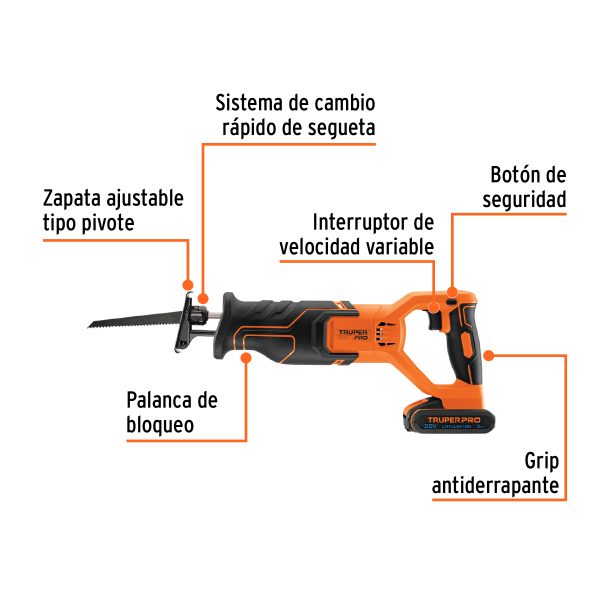 103258 - Sierra sable, 20V, 1 batería 2Ah, PRO