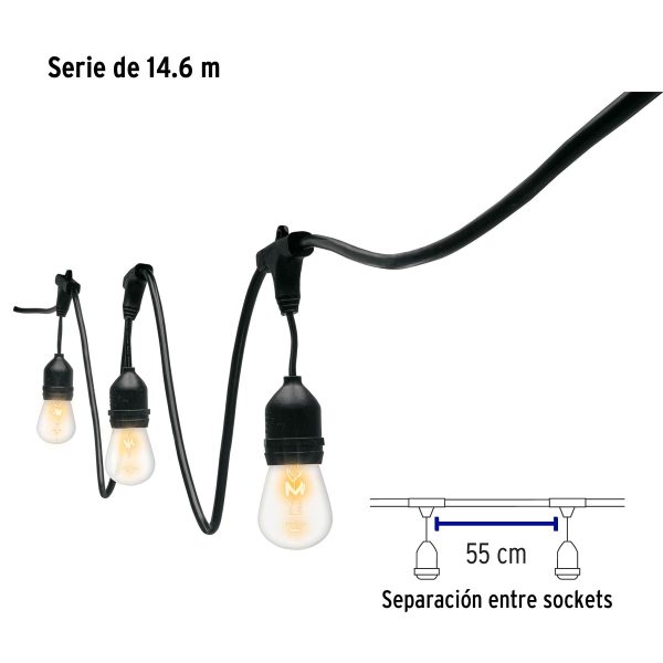 49993 - Serie de 14.6 m con 24 luces incandescentes para exterior