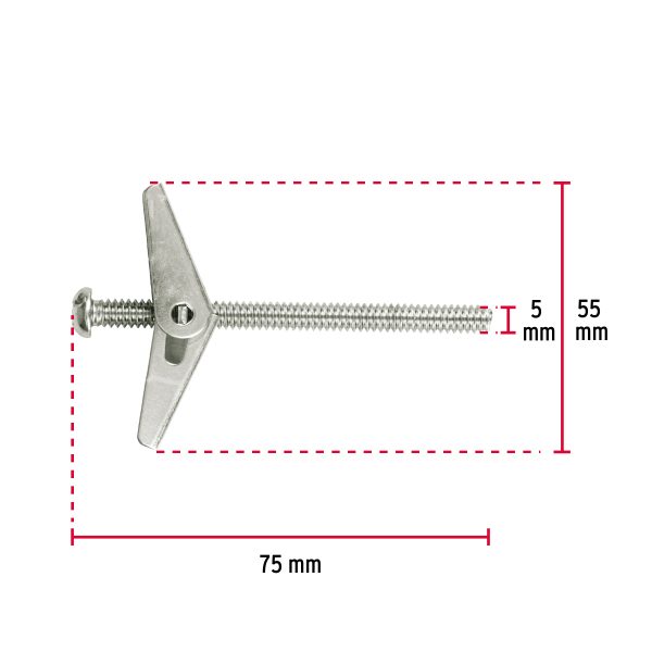 47360 - Bolsa con 4 sujetadores tipo mariposa de 1/4' x 3', Fiero