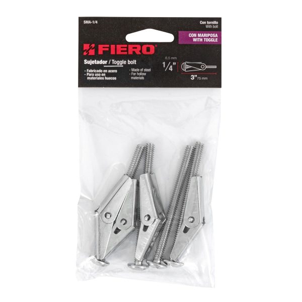 47360 - Bolsa con 4 sujetadores tipo mariposa de 1/4' x 3', Fiero