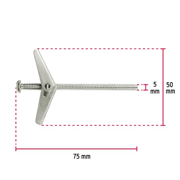 46968 - Caja con 100 sujetadores tipo mariposa de 3/16' x 3', Fiero