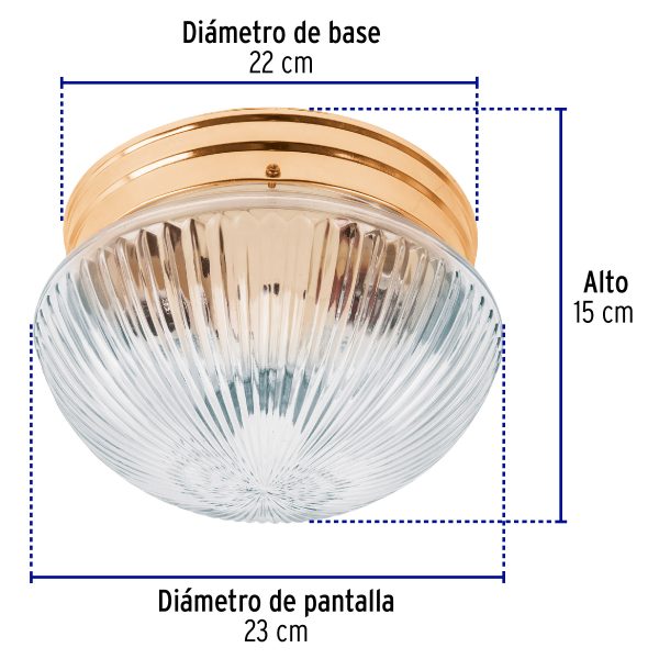 46627 - Luminario decorativo 15x24 cm pantalla cristal, s/lámparas