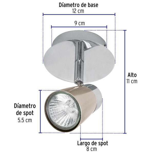 48432 - Luminario de sobreponer con 1 spot base GU10, Volteck