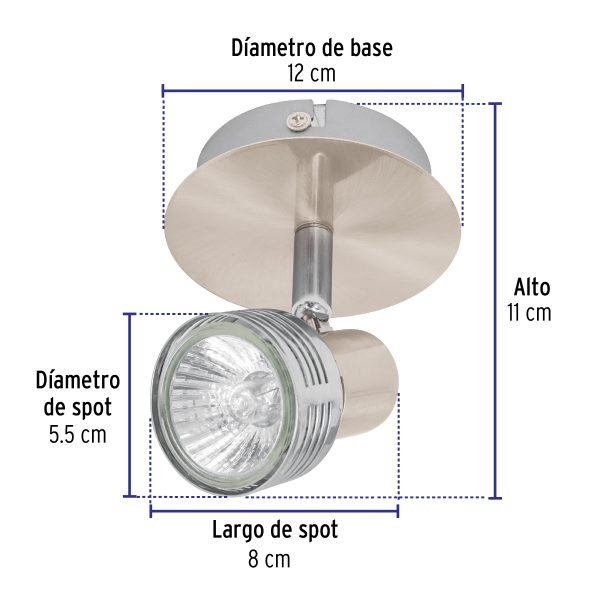 48440 - Luminario de sobreponer con 1 spot base GU10, Volteck